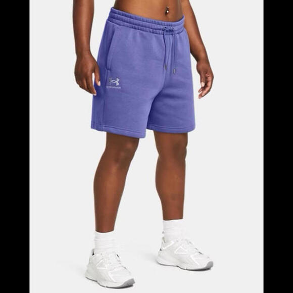 NWT Under Armour Women’s UA Icon Fleece Boyfriend Shorts Blue $60 Casual Gym SzL - Picture 7 of 10